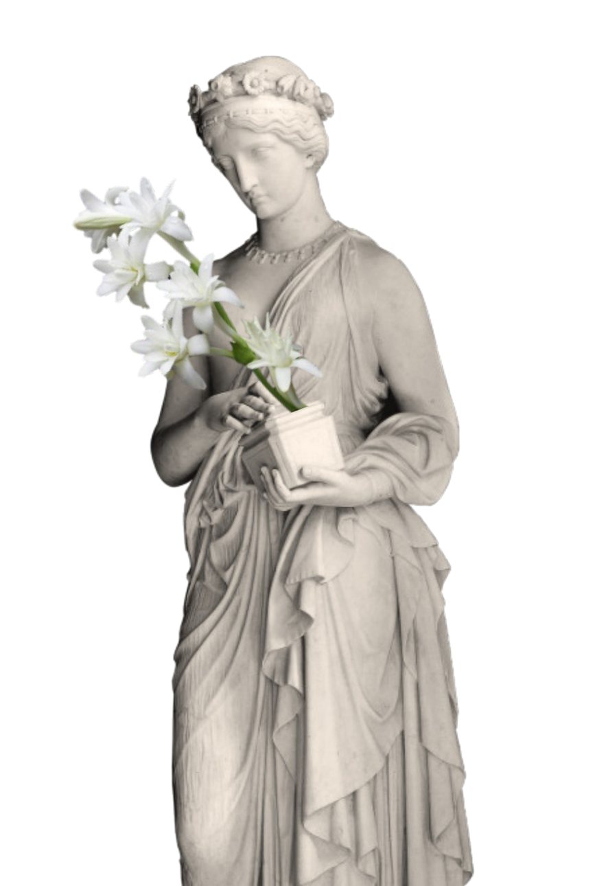 Statue antique tenant une tige de tubéreuse, image de la maison pour Anesidora's Temptation